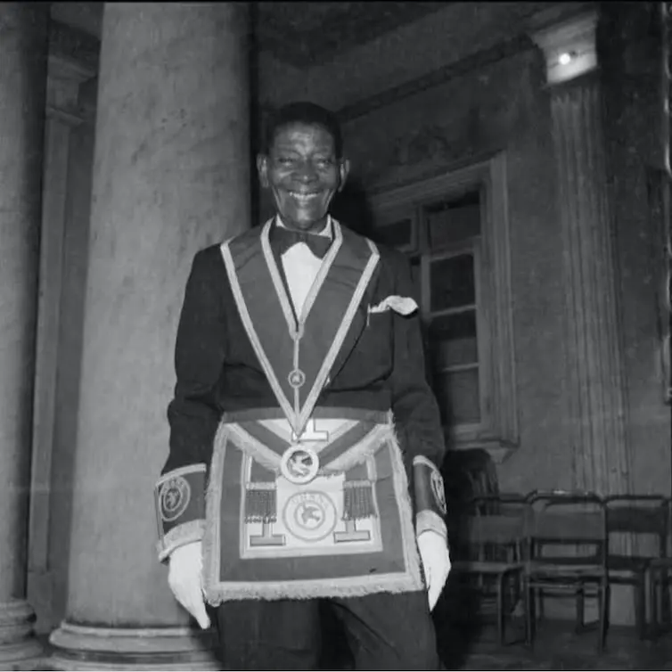 N. T. Clerk, Photographer of Otumfuo Nana Osei Tutu Agyeman Prempeh II in Freemason uniform, 14th Asantehene, Accra, 1970