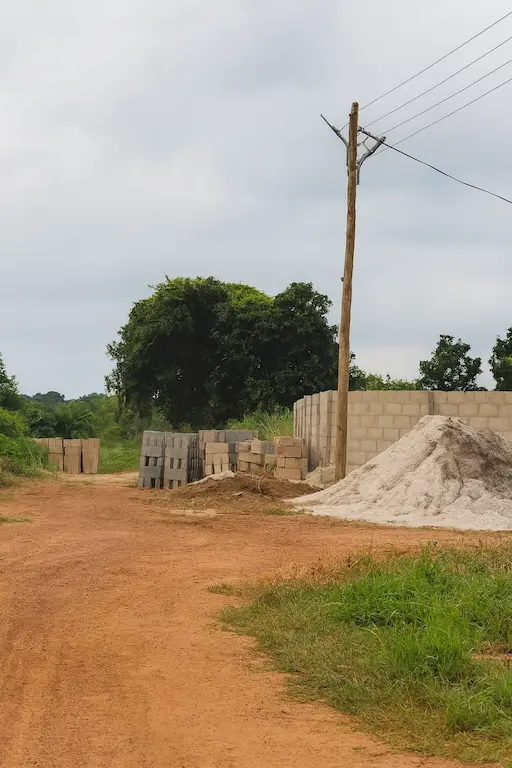 Land building built upon with building materials set up in Kumasi, Ashanti Region