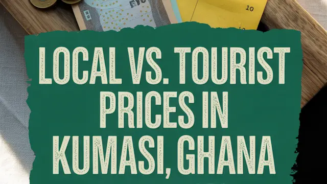 Featured Image. big bold text says: “Dual Pricing in Ghana: Kumasi & Ashanti Region” Website: www.explorekumasi.com