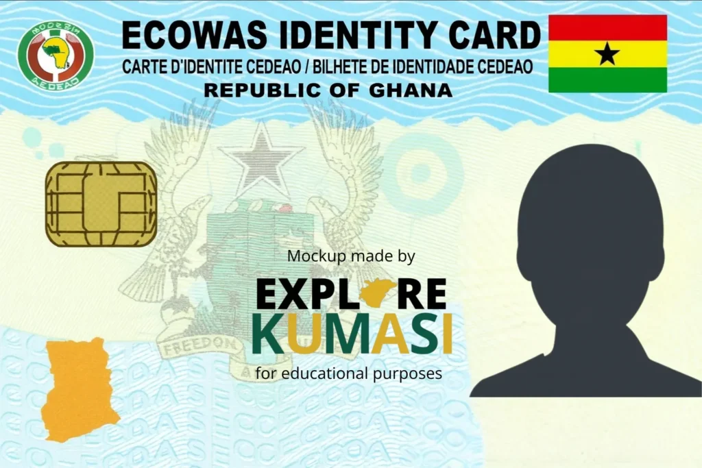 Mockup of Ghana Card. Move more freely across Ghana (and to other ECOWAS countries if eligible) with the Citizens Ghana Card