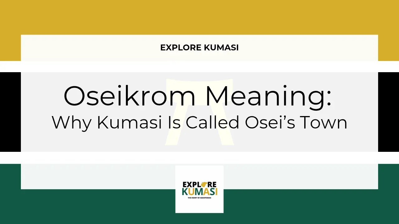 Explore Kumasi graphic banner showing the title “the manhyia archives: kumasi's historical records” with the Asanteman Ashanti flag colors and the Explore Kumasi logo.