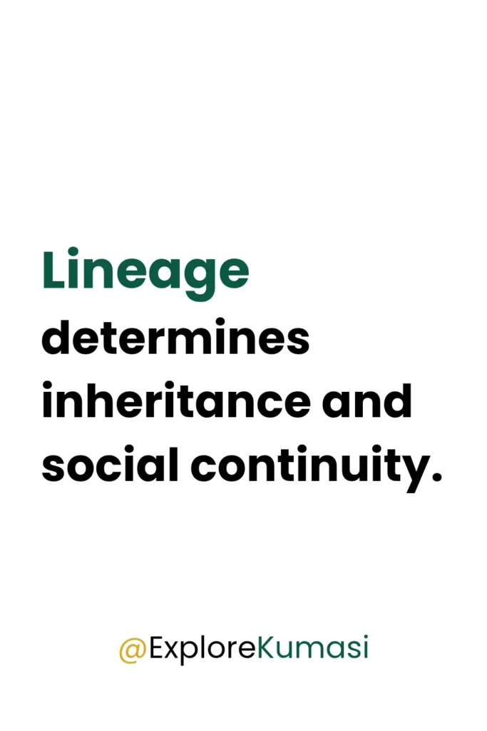 Quote explaining how matrilineal lineage influences inheritance and social continuity in Akan family systems. Explore Kumasi