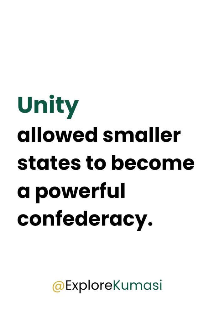 Quote describing how unity among Akan states created the Ashanti confederacy known as Asanteman. Explore Kumasi